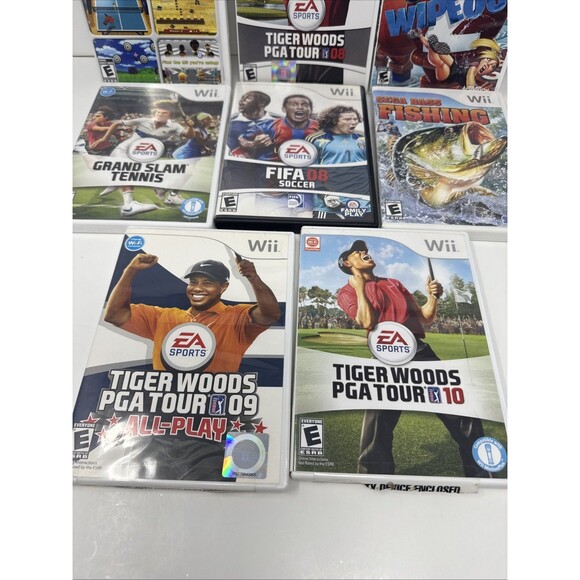 8x Wii Games Sports LOT - Tiger Woods Golf, Soccer, Tennis, Wipeout, Fish TESTED - Picture 2 of 12